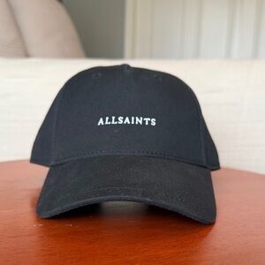 ALLSAINTS Black Baseball Cap with White Logo